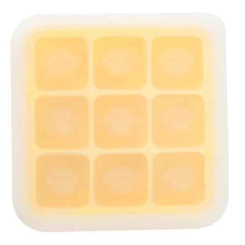 9 Grids Cat Paw Ice Mold with Lid Baby Food Silicone DIY Maker (No FDA) - Mango Yellow - 1