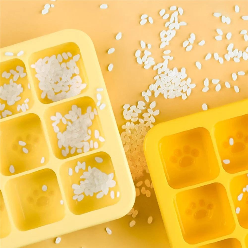 8 Grids Cat Paw Silicone Ice Mold Kitchen Baby Food DIY Maker (No FDA) - Sky Blue - 4