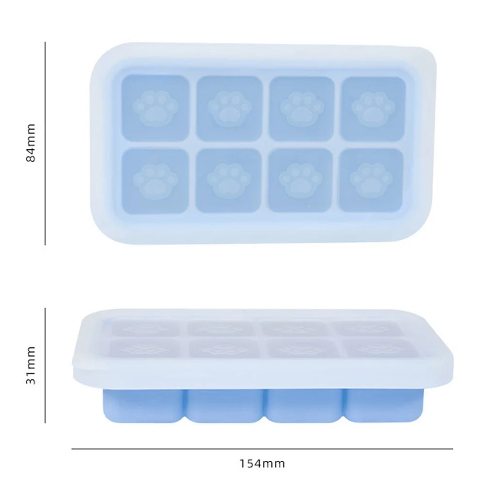 8 Grids Cat Paw Silicone Ice Mold Kitchen Baby Food DIY Maker (No FDA) - Sky Blue - 5
