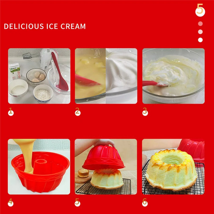 3D Spiral Shape Bundt Cake Mold with Wavy Edge DIY Bread Silicone Bakeware (No FDA) - 6