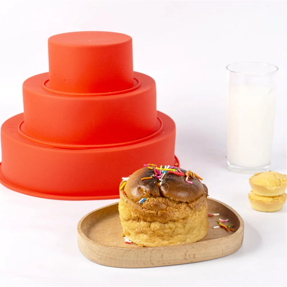 3Pcs / Set 4-inch 6-inch 8-inch Cake Baking Pan Silicone Round Cake Making Mold (BPA-Free, No FDA Certificate) - 4