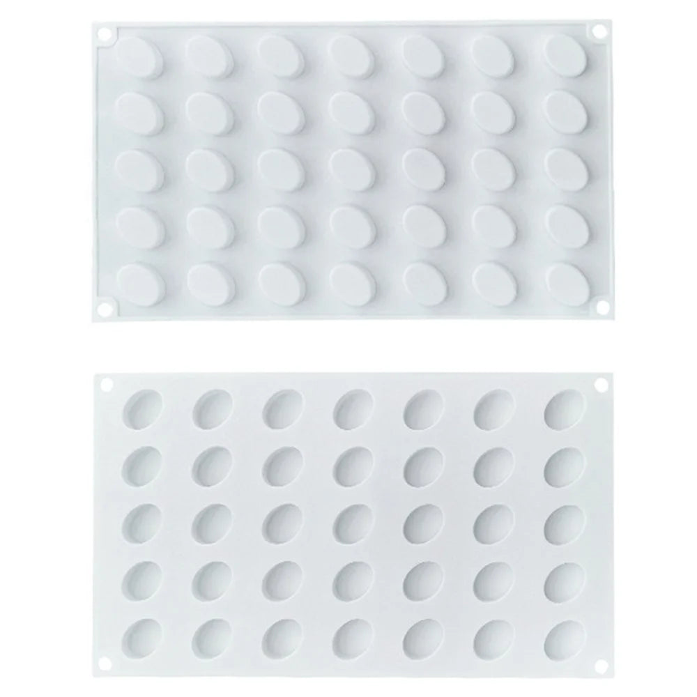 35 Grids Silicone Mold French Mousse Cake Mooncake DIY Baking Tool (BPA Free, No FDA Certificate) - Oval - 1
