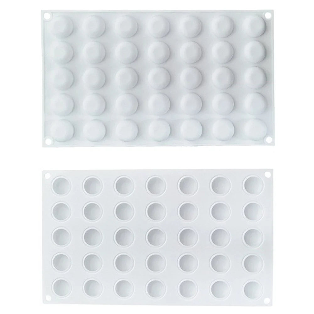 35 Grids Silicone Mold DIY Baking Pudding Mousse Cake Mold Kitchen Tool (BPA Free, No FDA Certificate) - Flat Round - 1
