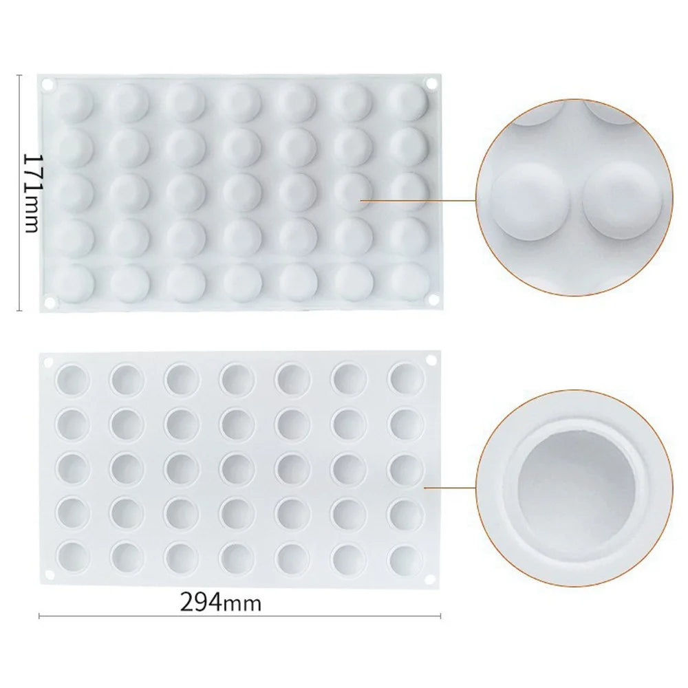 35 Grids Silicone Mold DIY Baking Pudding Mousse Cake Mold Kitchen Tool (BPA Free, No FDA Certificate) - Flat Round - 6