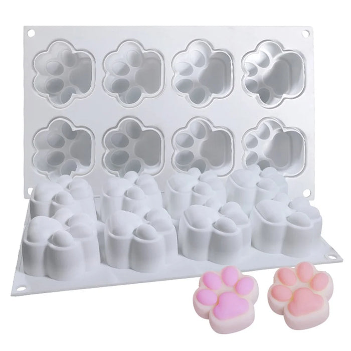 DG-15 Large Size 8-Cell Cat Claw Shape Mousse Cake Mold Jelly Pudding Silicone Mold (No FDA, BPA Free) - 1