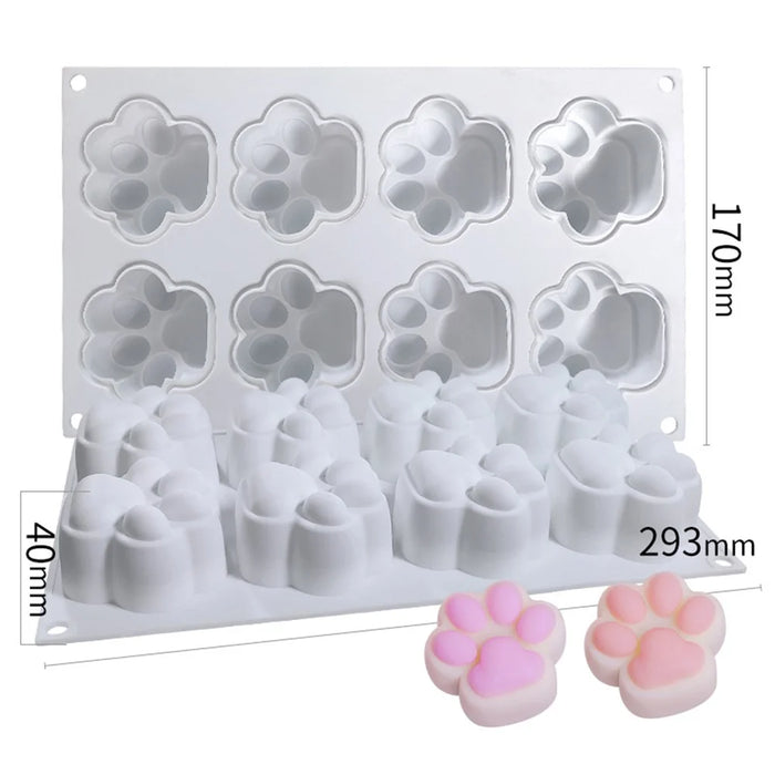 DG-15 Large Size 8-Cell Cat Claw Shape Mousse Cake Mold Jelly Pudding Silicone Mold (No FDA, BPA Free) - 4