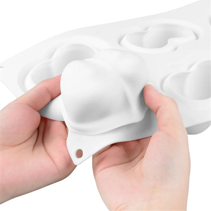 Fruit Shape Mousse Cake Silicone Mold Cute Dessert Making Mold (No FDA, BPA Free) - 6-Cell Double Cherry - 3