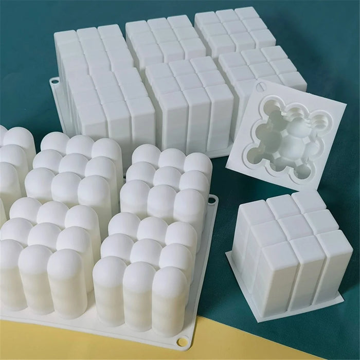 3D Magic Cube / Sofa Shape 6-grid Silicone Mold Mousse Cake Baking Mold (BPA Free, No FDA Certificate) - Sofa - 3