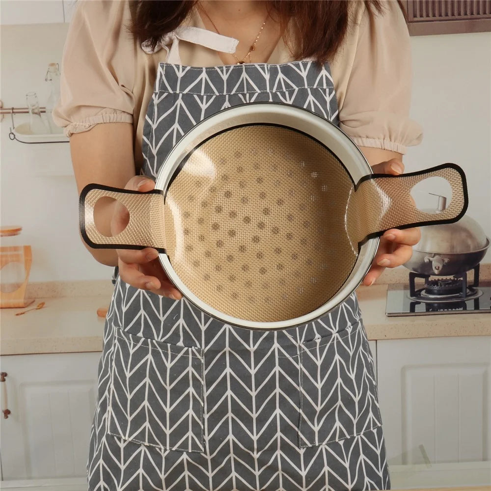 Dutch Oven Bread Baking Pad Long Handles Sling Non-stick Dough Transfer Pad (BPA Free, No FDA) - Brown - 2