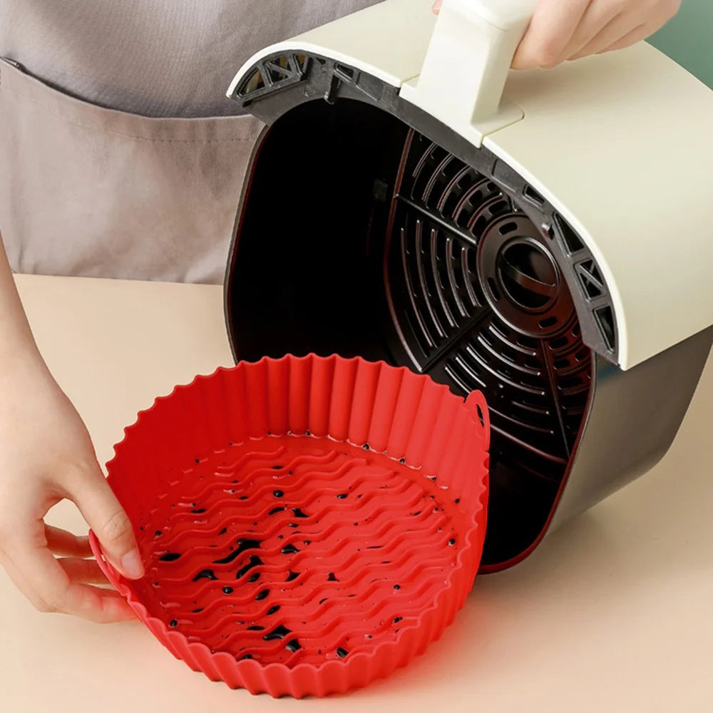 7.5-inch Air Fryer Silicone Pot Heat-Resistant Reusable Air Fryer Baking Tray Liner (BPA-free, No FDA Certificate) - Grey - 2