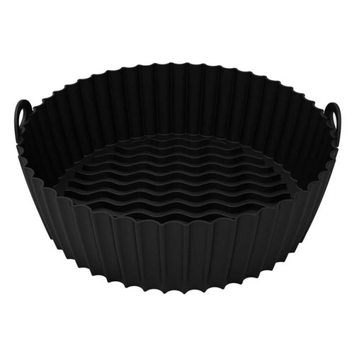 8.5-inch Air Fryer Silicone Liner Baking Tray Reusable Silicone Pot (BPA-free, No FDA Certificate) - Black - 1