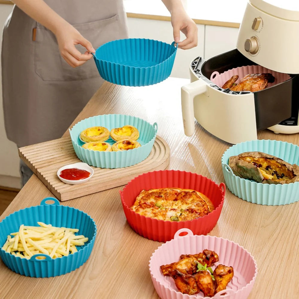 8.5-inch Air Fryer Silicone Liner Baking Tray Reusable Silicone Pot (BPA-free, No FDA Certificate) - Black - 3