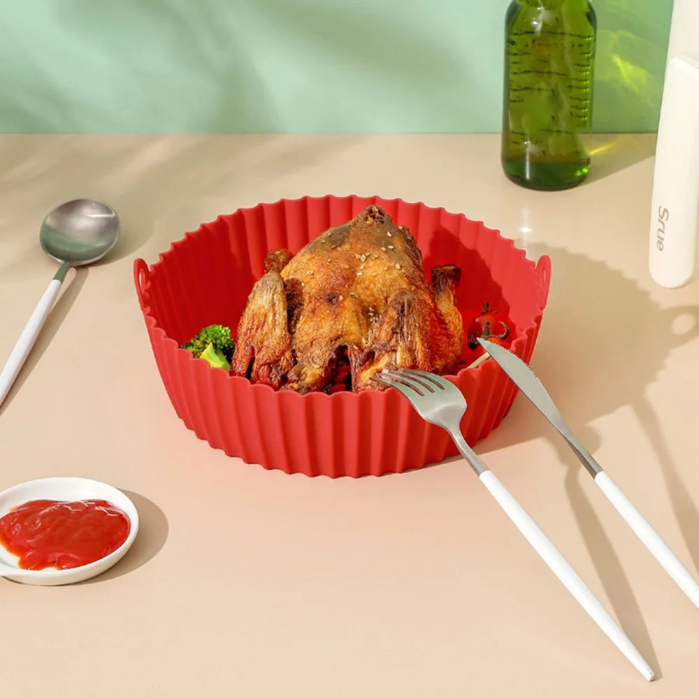 8.5-inch Air Fryer Silicone Liner Baking Tray Reusable Silicone Pot (BPA-free, No FDA Certificate) - Black - 5