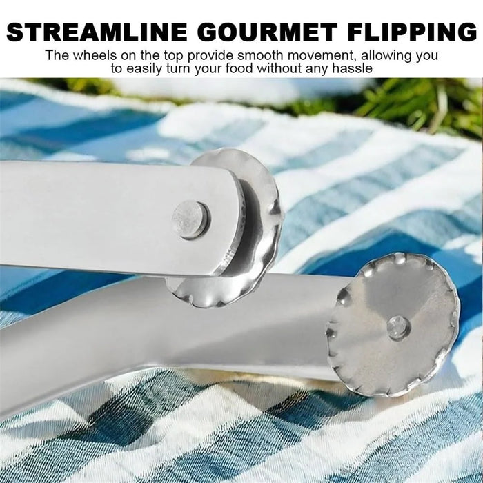 2PCS Stainless Steel Grill Tongs Barbecue Clamps Korean BBQ Tongs (No FDA Certified, BPA-Free) - 4