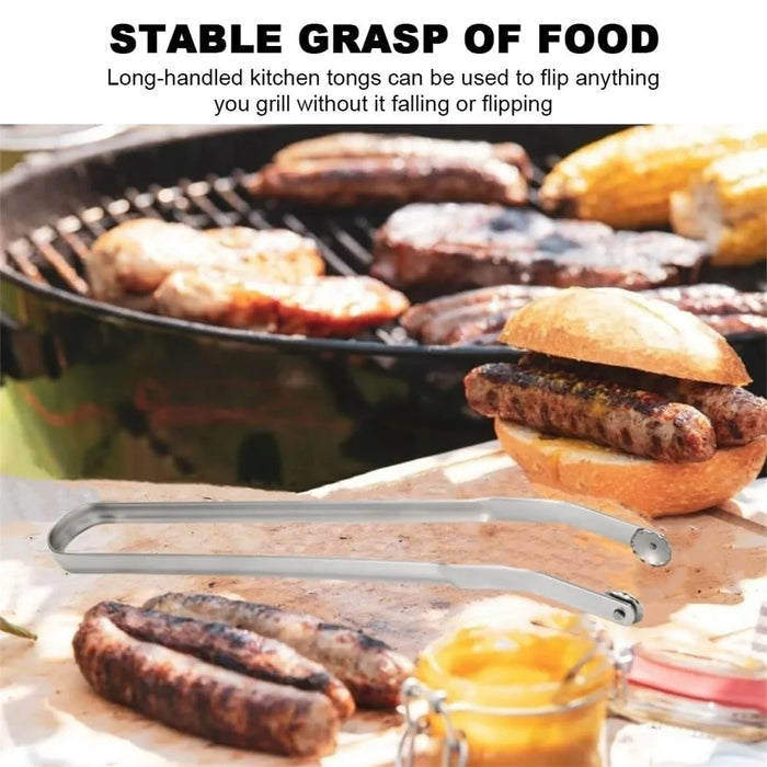 2PCS Stainless Steel Grill Tongs Barbecue Clamps Korean BBQ Tongs (No FDA Certified, BPA-Free) - 5