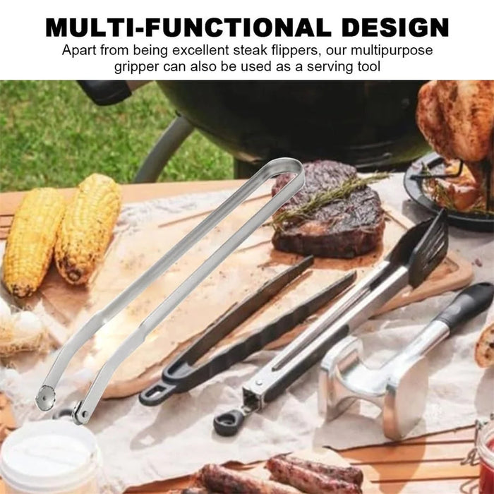 2PCS Stainless Steel Grill Tongs Barbecue Clamps Korean BBQ Tongs (No FDA Certified, BPA-Free) - 6