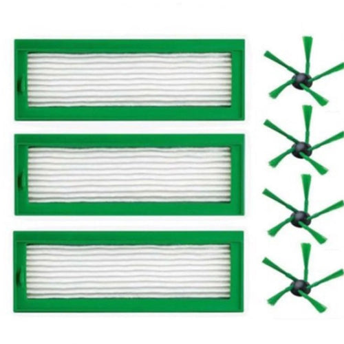 3PCS HEPA Filter + 4PCS Side Brushes Replacement for Vorwerk Kobold VR200 VR300 Robot Vacuum Cleaner - 1