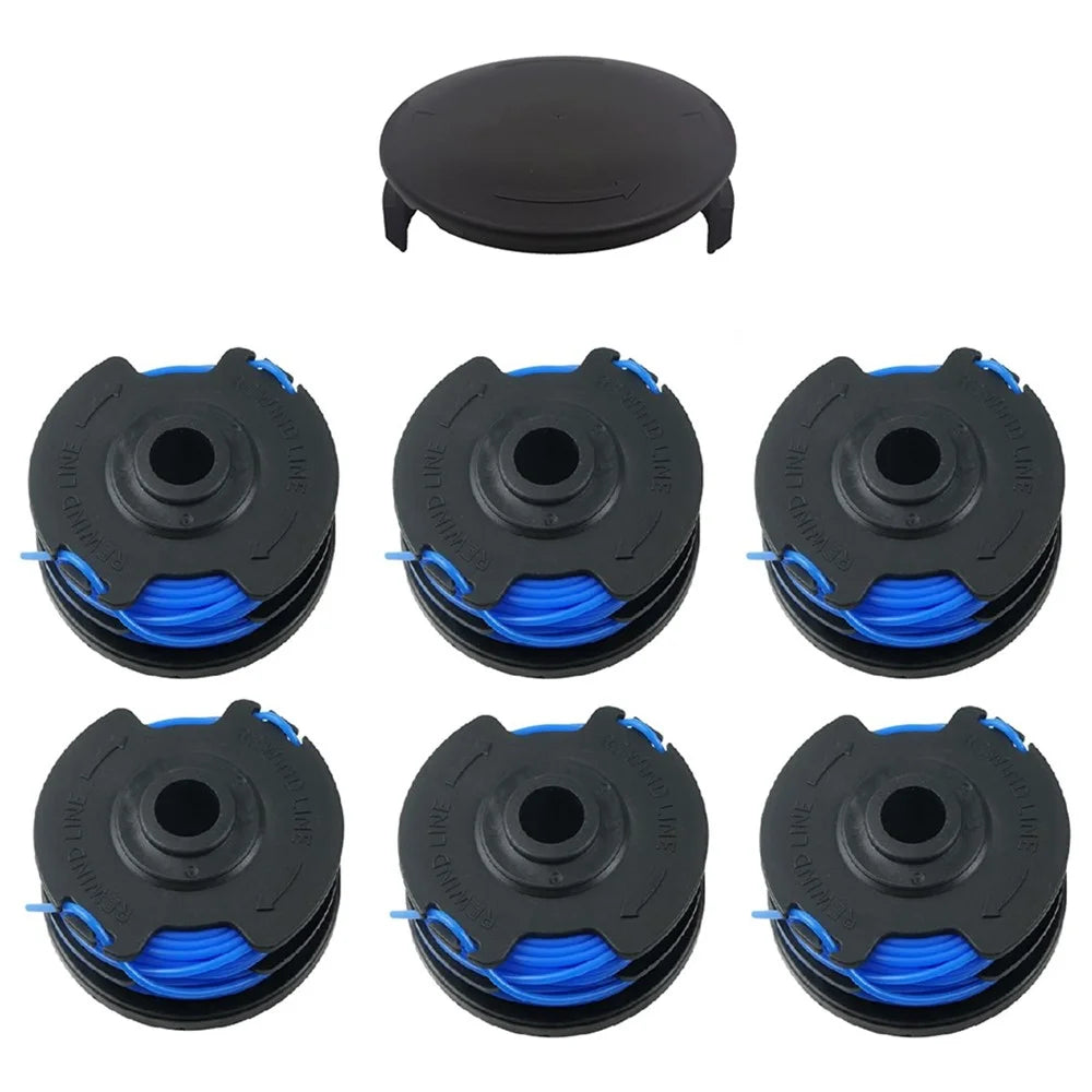 For Homelite UT41112 / UT41121 / UT41120 Lawn Mower 6 Line Spool + 1 Spool Cap, AC41RL3 - 1
