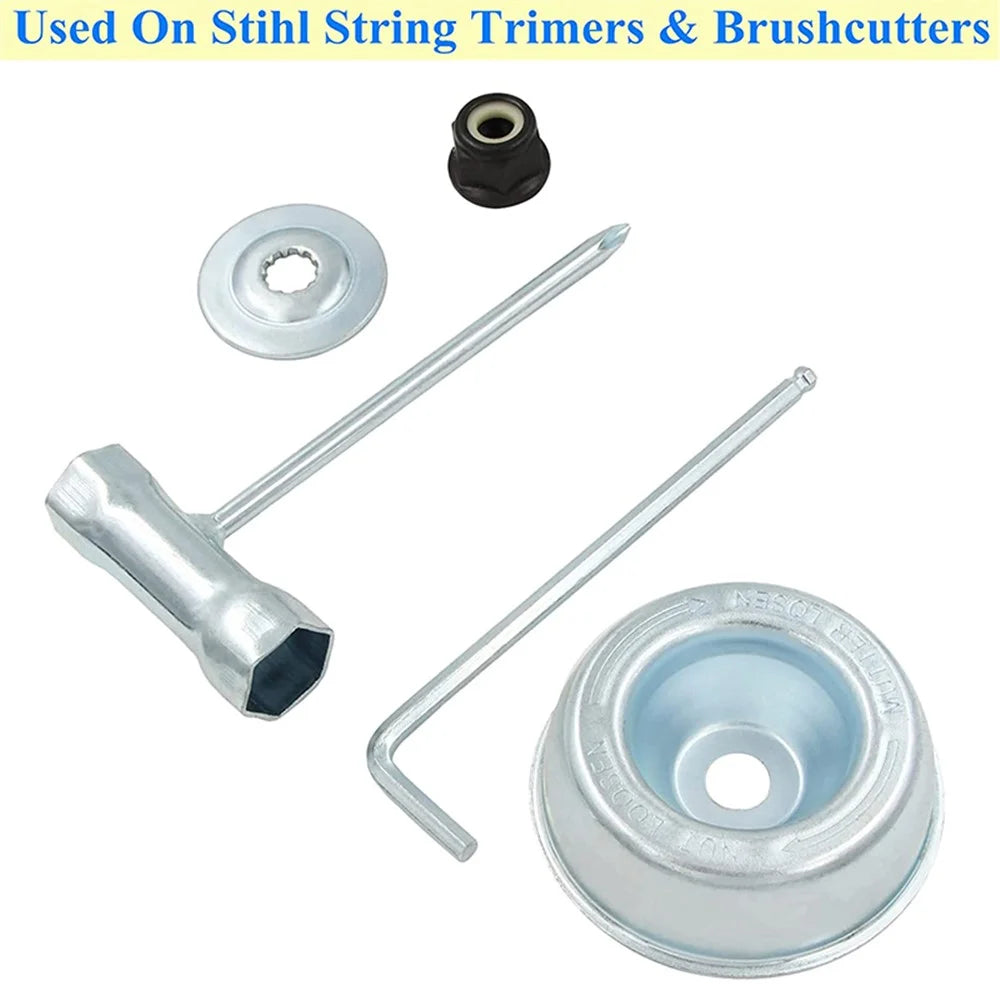 For Stihl FS120 / FS130 Trimmer Brush Cutter Metal Wrench Collar Nut Rider Plate Thrust Washer Accessory Kit - 2