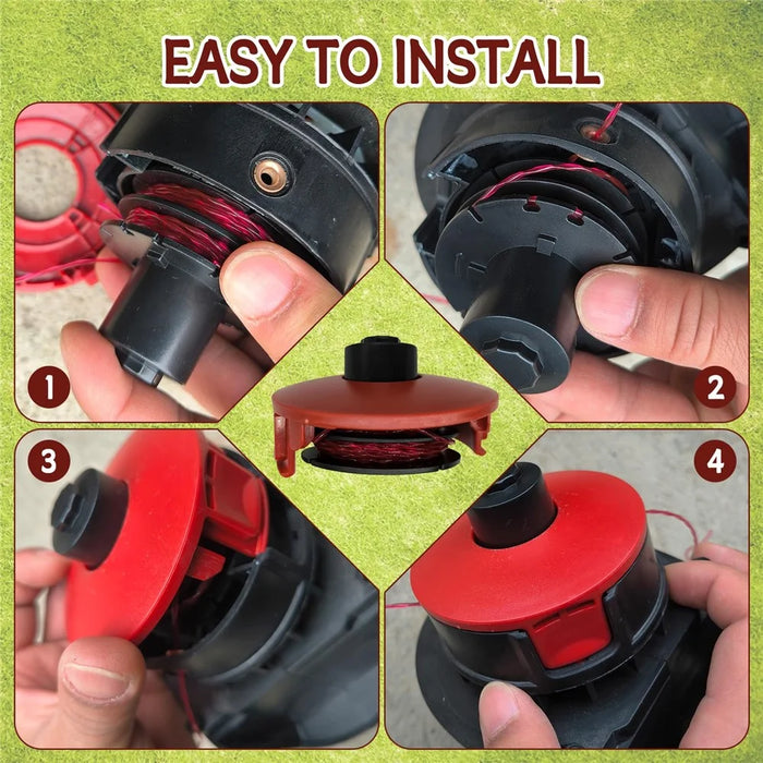 For AL-KO GTE 350 / GTE 450 / GTE 550 Lawn Trimmer 4 Line Spool + 1 Spool Cap Replacement Parts, 112966 - 7