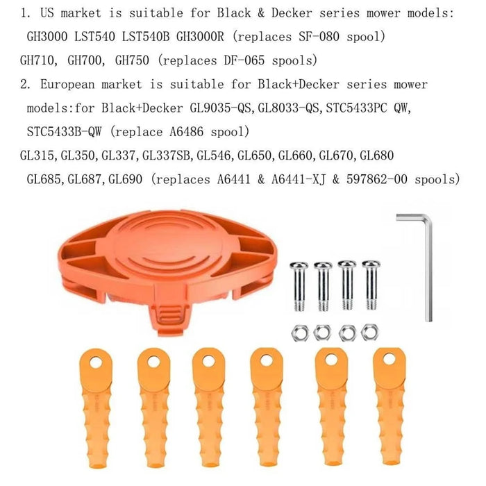 For Black & Decker Garden Lawn Mower Replacement Trimmer Head with 6 Blades - 3