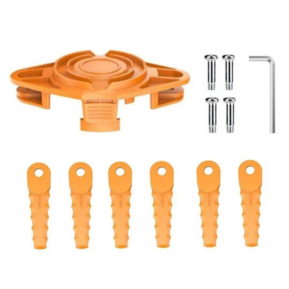 For Worx WG115 / WG116 / WG117 / WG118 6Pcs Plastic Cutting Blades + 1Pc Replacement Head (EVW-02) - 1