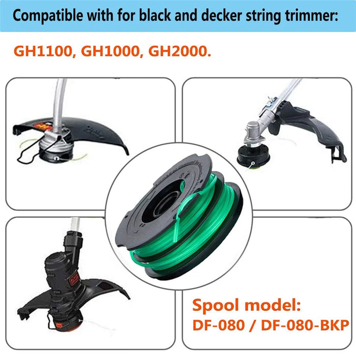 4Pcs Spool for Black & Decker GH1100 / GH1000 Type 4 / Type 3 / Type 2 / Type 1 Lawn Mower Part, DF-080-BKP - 3