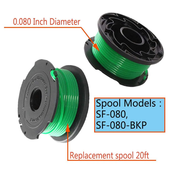 2Pcs Spool for Black & Decker GH3000 / GH3000R / LST540 / LST540B Lawn Mower Part, SF-080-BKP - 6