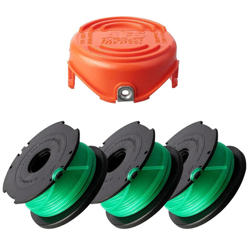 1 Spool Cap + 3 Replacement Spool for Black & Decker GH3000  /  GH3000R  /  LST540  /  LST540B Lawn Mower Spare Part, SF-080-BKP / 90583594 - 1