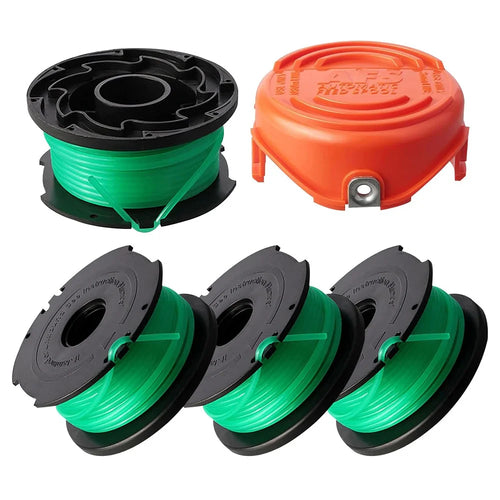 1 Spool Cap + 4 Replacement Spool for Black & Decker GH3000  /  GH3000R  /  LST540  /  LST540B Lawn Mower Spare Part, SF-080-BKP / 90583594 - 1