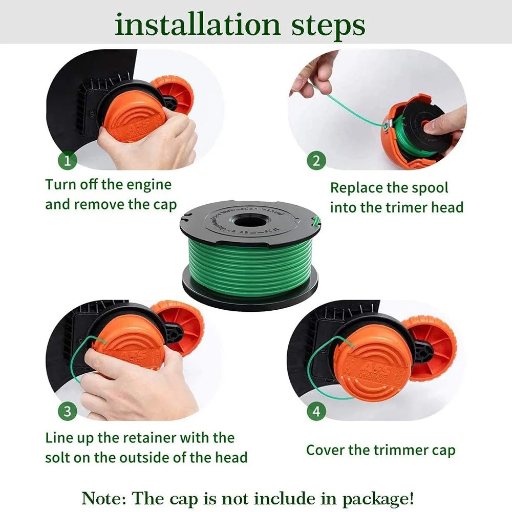 1 Spool Cap + 4 Replacement Spool for Black & Decker GH3000  /  GH3000R  /  LST540  /  LST540B Lawn Mower Spare Part, SF-080-BKP / 90583594 - 6
