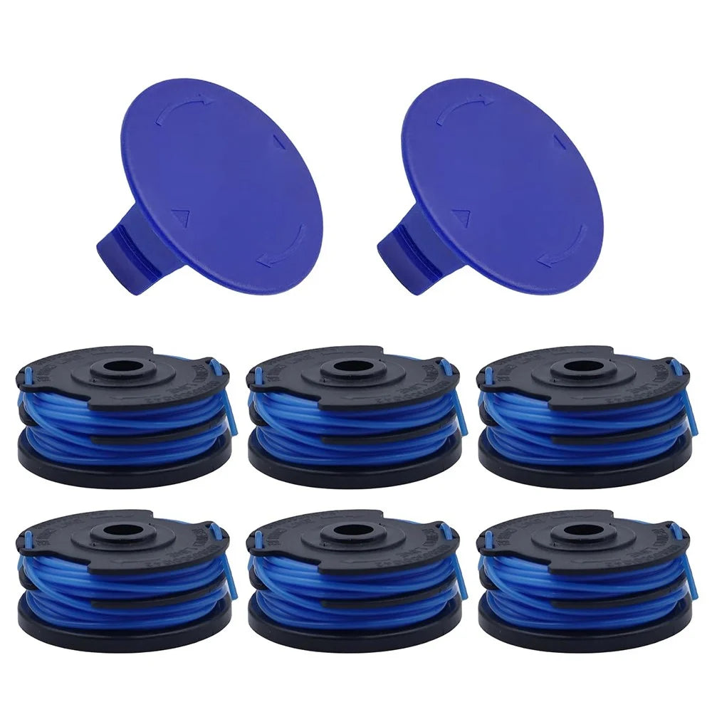 6 TLG-03 Spool + 2 TLK-01 Spool Cap for Kobalt KST 120X  /  120X-06 Lawn Mower Replacement Part - 1