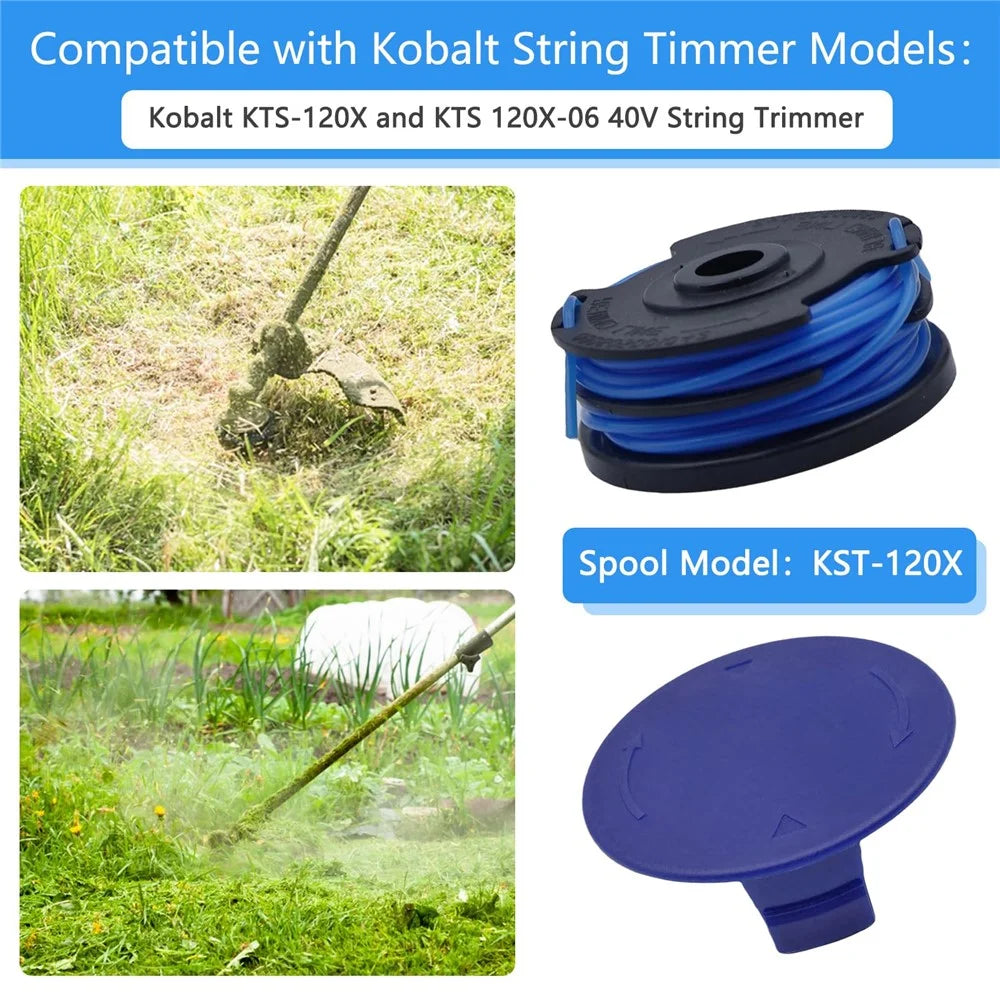 2 TLG-03 Spool + 1 TLK-01 Spool Cap for Kobalt KST 120X  /  120X-06 Lawn Mower Replacement Part - 2