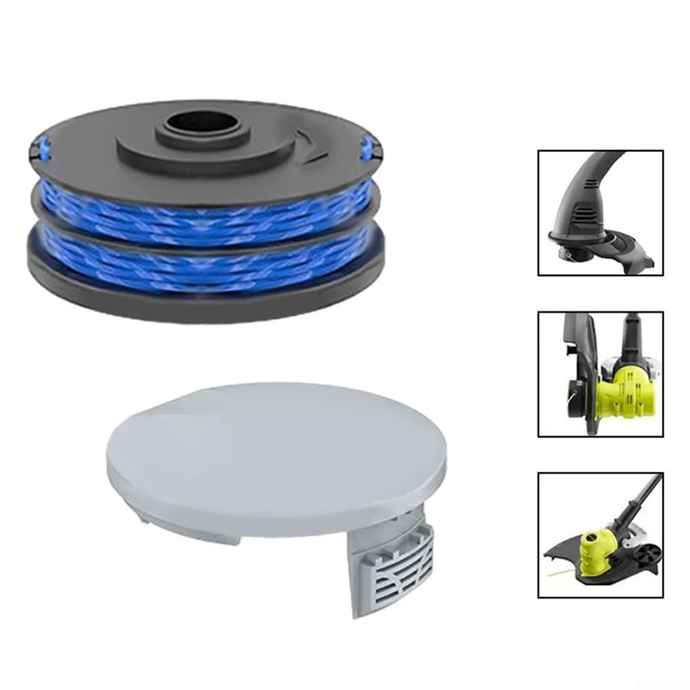 RAC122 Spool Cap + 3 RAC123 Spool for Ryobi RLT6030 / RLT5127 / RLT5027 / RLT4125 / RLT4027 Lawn Mower - 3