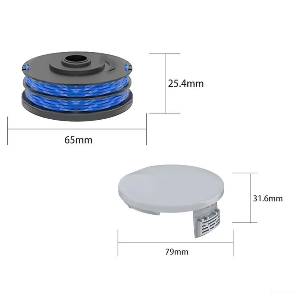 RAC122 Spool Cap + 3 RAC123 Spool for Ryobi RLT6030 / RLT5127 / RLT5027 / RLT4125 / RLT4027 Lawn Mower - 6