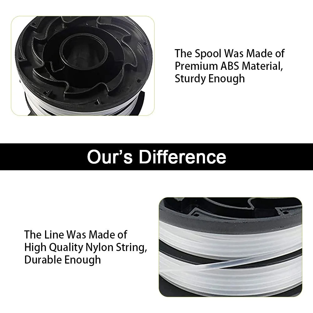 8 Replacement Spool + 1 Spool Cap for Black & Decker GH750  /  GH710  /  GH700 Lawn Mower, DF-065-BKP / RC-065-P&90517175 - 4