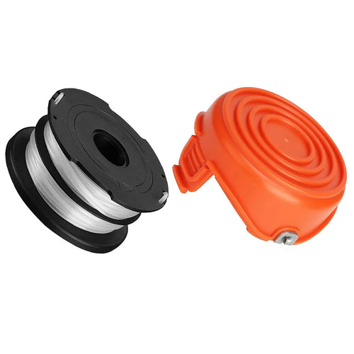 Replacement Spool + Spool Cap for Black & Decker GH750  /  GH710  /  GH700 Lawn Mower, DF-065-BKP / RC-065-P&90517175 - 1