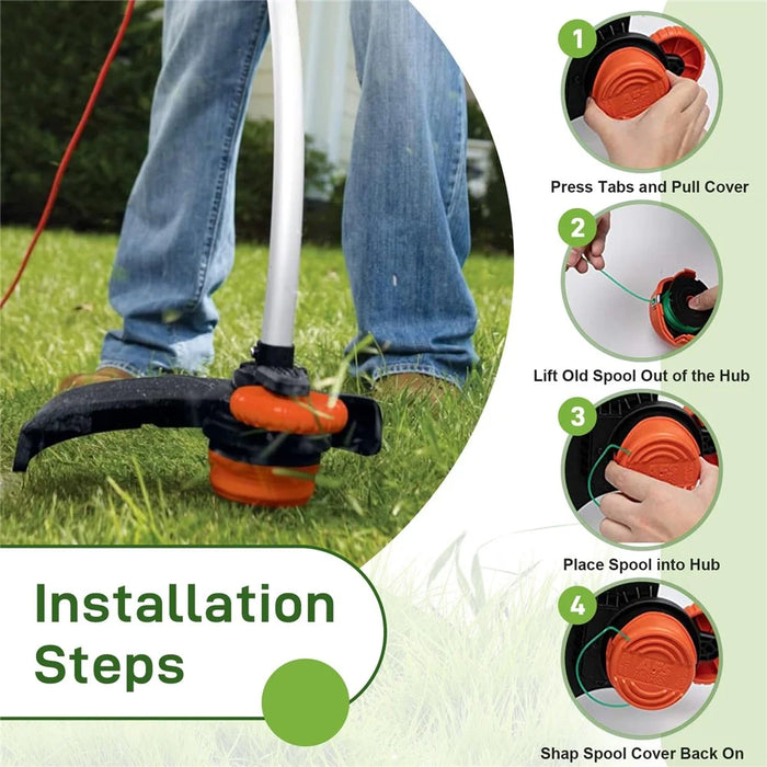 For Black & Decker Lawn Mower 8 DF-080-BKP Nylon Wire Spools + 1 RS0011 Spool Cap - 7