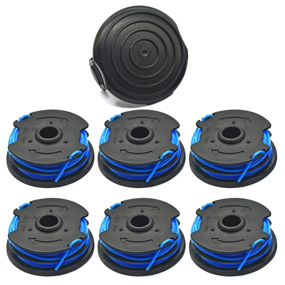 TLW-04+TLW-05 6Pcs Replacement Spool + 1Pc Spool Cap for Harbor Freight Bauer 20115E-B Bauer Corded BAUER 5.5Amp 15 in Electric String Trimmer - 1