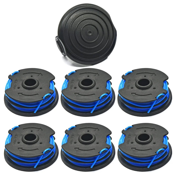 TLW-04+TLW-05 6Pcs Replacement Spool + 1Pc Spool Cap for Harbor Freight Bauer 20115E-B Bauer Corded BAUER 5.5Amp 15 in Electric String Trimmer - 1