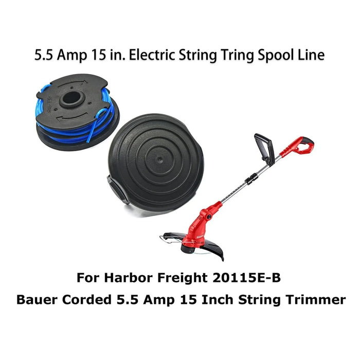 TLW-04+TLW-05 6Pcs Replacement Spool + 1Pc Spool Cap for Harbor Freight Bauer 20115E-B Bauer Corded BAUER 5.5Amp 15 in Electric String Trimmer - 2