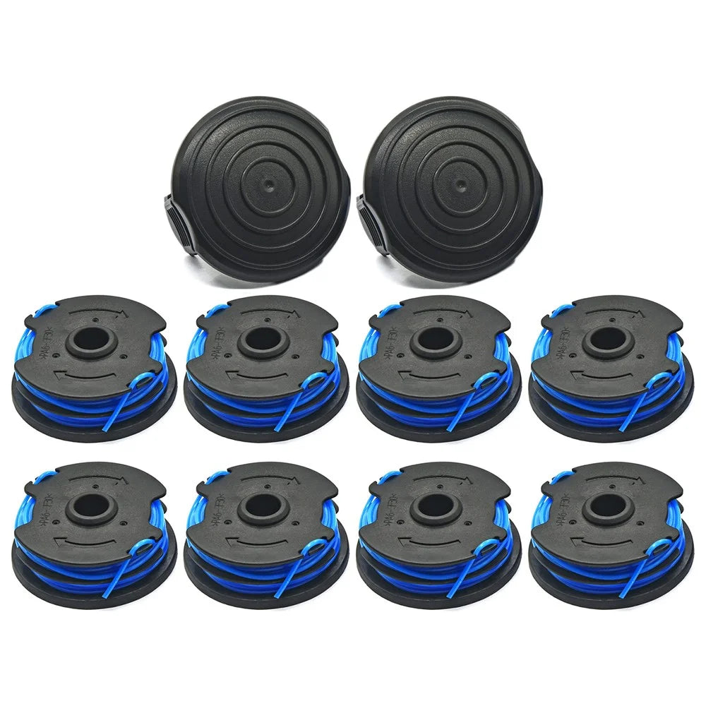 TLW-04+TLW-05 8Pcs Replacement Spool + 2Pcs Spool Cap for Harbor Freight Bauer 20115E-B Bauer Corded BAUER 5.5Amp 15 in Electric String Trimmer - 1