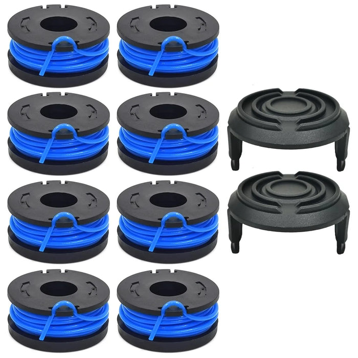 TLW-01+TLW-01-1 8Pcs Replacement Spool + 2Pcs Spool Cap Mower Set for Harbor Freight Bauer 19115C-B 20V Cordless Mower - 1