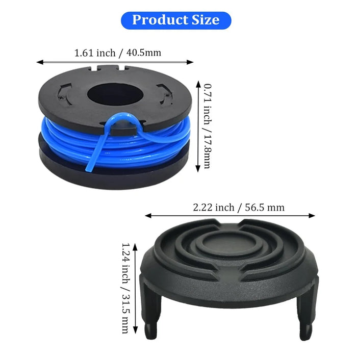 TLW-01+TLW-01-1 2Pcs Replacement Spool + 1Pc Spool Cap Mower Set for Harbor Freight Bauer 19115C-B 20V Cordless Mower - 7