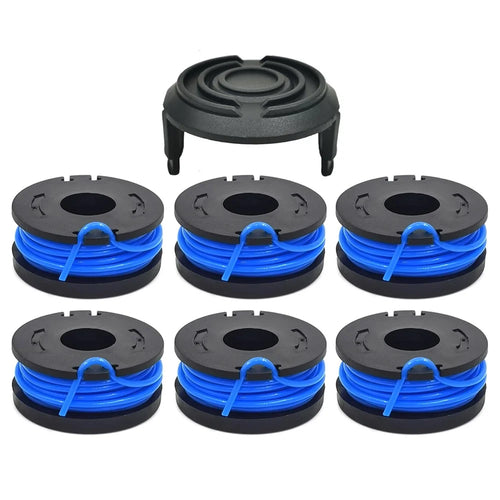 TLW-01+TLW-01-1 6Pcs Replacement Spool + 1Pc Spool Cap Mower Set for Harbor Freight Bauer 19115C-B 20V Cordless Mower - 1