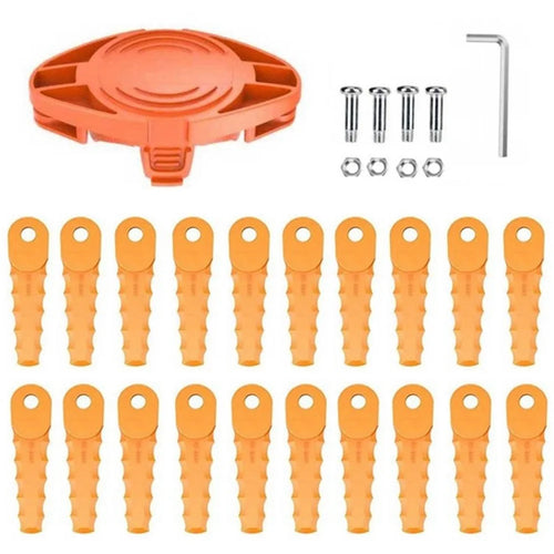 Trimmer Head + 20 Blades for Black & Decker GH3000R  /  GH3000  /  GH750  /  GH710  /  GH700 Lawn Mower Part, EVBD-02+RS-0001 Orange - 1