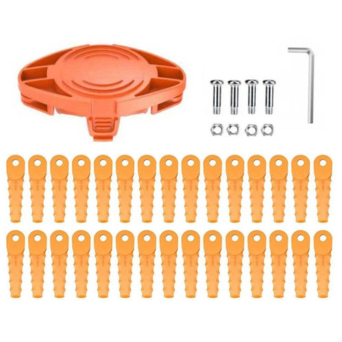 Trimmer Head + 30 Blades for Black & Decker GH3000R  /  GH3000  /  GH750  /  GH710  /  GH700 Lawn Mower Part, EVBD-02+RS-0001 Orange - 1