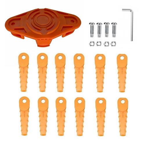 Trimmer Head + 12 Blades for Worx WG175  /  WG165  /  WG163  /  WG151  /  WG150 Lawn Mower Part, EVW-01+RS-0001 Orange - 1