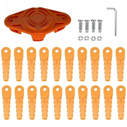 Trimmer Head + 20 Blades for Worx WG175  /  WG165  /  WG163  /  WG151  /  WG150 Lawn Mower Part, EVW-01+RS-0001 Orange - 1