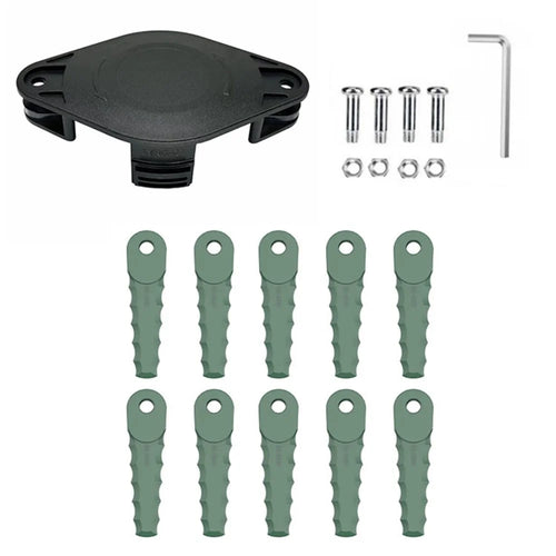 Trimmer Head + 10 Blades for Bosch ART 2300  /  26 SL  /  23 SL  /  23-28 Lawn Mower Part, EVRG-01+RS-0001 Dark Green - 1